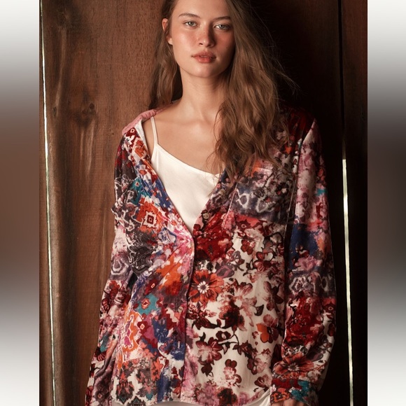 Pilcro Tops - Anthropologie The Hadley Velvet Relaxed Buttondown Shirt by Pilcro size Small